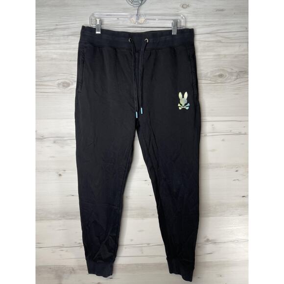 Psycho Bunny Jogger Pants Mens Large Streetwear Drawstring Skull Bunny Logo - Picture 1 of 15